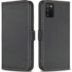 Hoesje voor Samsung Galaxy A02s SM-A025F/DS SM-A025U telefoonhoesje [Lederen PU TPU binnenschaal] HBF-31 zwart