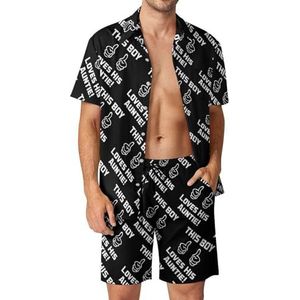 This Boy Loves His Auntie! Hawaiiaanse shirt voor heren, set met knopen, strandshirt, sets, trainingspak, casual, feestpak, outfit, M