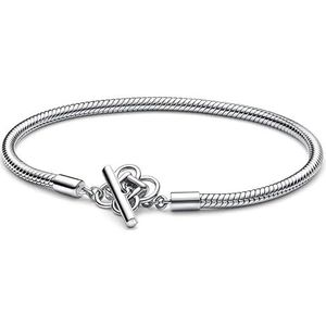 Vredesknoop T-vorm hart klinknagel slang kettingarmband 925 zilveren armband voorzien van sieraden DIY sieraden (Color : 3, Size : 19cm)
