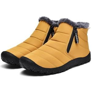 Men's Waterproof Warm Plush Lined Outdoor Snow Ankle Boots Anti-Slip Slip-on Lightweight Winter Boots Sneakers (Color : Yellow, Size : EU 45)
