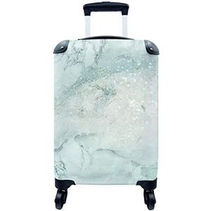 MuchoWow® Koffer - Marmer - Glitter - Turquoise - Past binnen 55x40x20 cm en 55x35x25 cm - Handbagage - Trolley - Fotokoffer - Cabin Size - Print