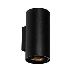 QAZQA - Design ronde wandlamp zwart - Sab Honey | Woonkamer | Slaapkamer | Keuken - Aluminium Cilinder - GU10 Geschikt voor LED - Max. 2 x 50 Watt