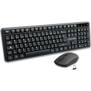 AD ADVANCE - SilentKeys, draadloze muistoetsenbord, stil, voor pc en Mac, AZERTY-toetsenbord met 105 toetsen, 12 multimedia-sneltoetsen, in hoogte verstelbaar, muis 1600 dpi, USB-dongle, zwart