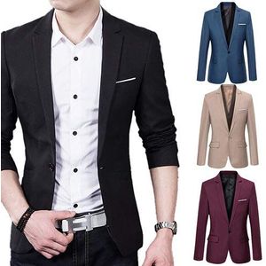 Sytaun Mens Party Suit Effen Kleur Jas Kostuum Mannen Mode Business Casual Lange Mouw Zakken Pakken Bruiloft Pak Jas XXXL Khaki