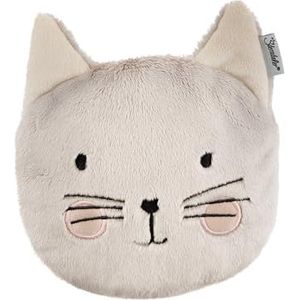 Sterntaler Warmtekussen kat Lilly - rustgevend warmtekussen voor baby's en kinderen van zacht fleece - knuffeldier geeft troost en kalmeert, haverkussen, grijs