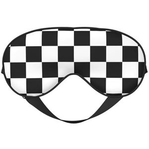 Zwart en Wit Plaid Print Comfortabele Oogmasker Volledige Dekking Lichtgewicht Mannen Vrouwen Outdoor Reizen Ontspanning