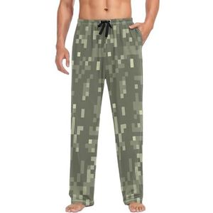 LI ZHI XIN Heren Pyjama Broek Lange Pyjama Bottoms Lente Herfst Dunne Losse Stijl Elastische Taille Tie Strap Met Zak S-XXL Mozaïek Camo Patroon, Meerkleurig, S