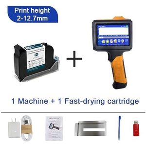 voor Datum Barcode Batchnummer Logo QR-code P19 Handheld Inkjet Printer 12.7mm Draagbare Printer T-shirt QR Bar Batch Code Datum Nummer Logo Vervaldatum Label Kantoor(With 1 ink)