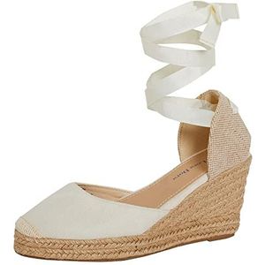 Lora Dora Womens espadrille wig sandalen dames strappy Hessische wiggen zomer schoenen enkelstropdas beenriemen, Naakt, 40 EU