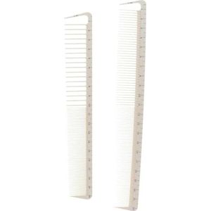 2 Stks Witte Professionele Haar Snijden Kammen Set, Salon Haar Styling Maatregel Kammen, Anti Kappers Kapper Kammen Styling Tools