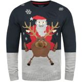 Blend - Gebreide Trui - Ronde Hals - Grappige Kerstmotieven - Regular Fit