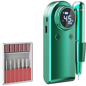 Elektrische nagelvijl, 45000 RPM Nagelschuurmachine Set Nagelboormachine for pedicure Manicure Oplaadbare elektrische manicuresnijder met LCD-scherm voor zowel natuurlijke als kunstnagels (Color : Ve