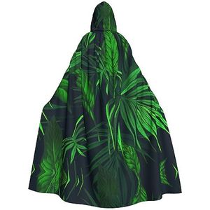 WURTON Groene Tropische Jungle Plant Print Halloween Wizards Hooded Gown Mantel Kerst Hoodie Mantel Cosplay Voor Vrouwen Mannen