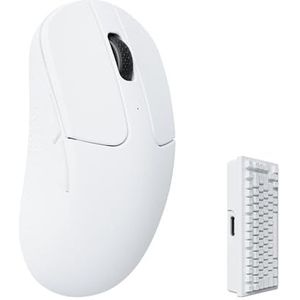 Keychron M3 Mini 4K draadloze Bluetooth 5.1/2.4 GHz/bedrade optische muis, ultralichte 55g programmeerbare PixArt 3395-sensor met maximaal 26.000 DPI/650 IPS voor Windows Mac Linux - wit