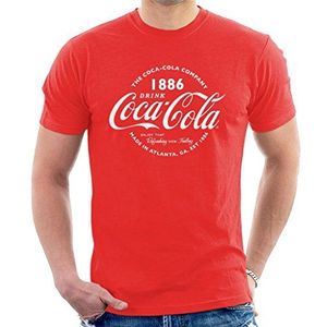 Coca Cola Retro Logo Witte Tekst Heren T-shirt, Rood, L