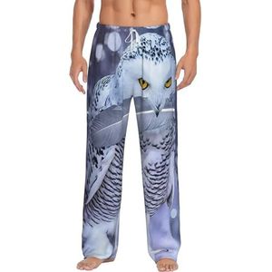 Arctic Uil Lange Lounge Wear Broek Nachtkleding Pyjama Bottoms Nachtkleding Nachtkleding Nachtkleding Met Zakken En Trekkoord, Wit, S