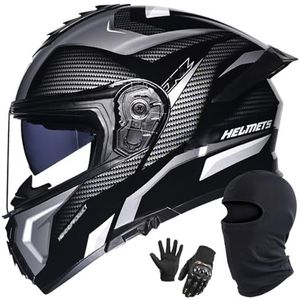 Motorhelm Systeemhelm Integraalhelm Dubbel Vizier DOT/ECE Gecertificeerd Hoogwaardige Helm Motorintegraalhelm Scooterhelm Valhelm Voor Dames En Heren A,XXXL/63-64CM