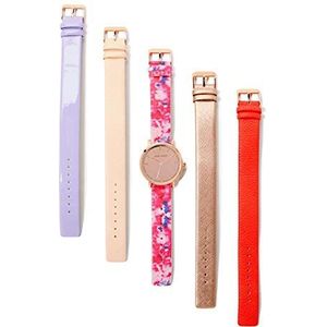 Laura Ashley Womens LASS1101RG Rose Gold Case Floral Strap Heirloom Watch Set Interchangeable Straps