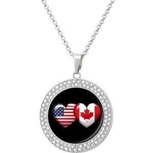 USA Canada Hart Land Vlag Amerikaanse Canadese Vrouwen Ketting Verstelbare Lengte Hanger Mode-sieraden Voor Moeder Vrouw Vriendin Gift