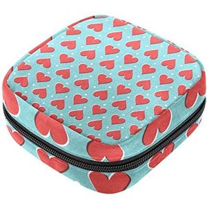 Love Heart Polka Dot Patroon Maandverband Opbergtas Menstruatie Pad Tas Draagbare Menstruatie Cup Pouch met Rits voor Tiener Meisjes Vrouwen Dames