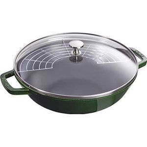 STAUB Wok 30 cm, gietijzer, geschikt voor inductie, basilicumgroen