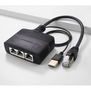 JMT RJ45 netwerkdistributeur 1 naar 3/4 Ethernet-adapter, internetkabelverlenger, RJ45-connectorkoppeling voor pc-laptop (100 Mbps, 1 tot 3 mannelijk)
