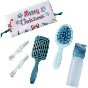 6 Stks Kerst Haar Kam Set Met Shampoo Fles Kappers Kam Haar Styling Kam Dubbele Side Hoofdhuid Massage Kam