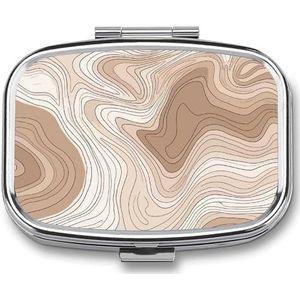 Pillendoos Vierkante Pillendoosje voor Portemonnee & Pocket Draagbare Mini Fijne Lijn Houtnerf Pillen Organizer met 2 Compartimenten Leuke Pillencontainer Houder Reizen Pillendoos om Vitaminen