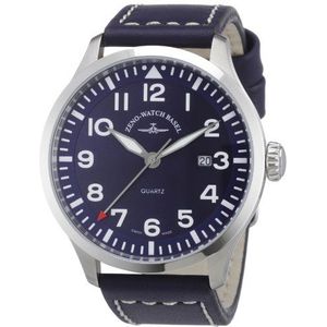Zeno Watch Basel Heren polshorloge XL kwarts analoog leer 6569-515Q-a4, blauw, Riemen.