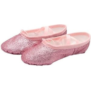 Balletpantoffels, glitter balletdansschoenen, yoga gym platte pantoffels roze blauw roze rood kleuren balletdansschoenen voor meisjes kinderen vrouwen lerarenballetpumps, rozerood, 37 EU