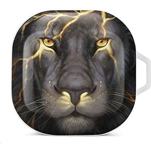 Golden Cool Lion King Paninting Earbuds Case Compatibel met Samsung Hard Shell Beschermhoes Wit-Stijl
