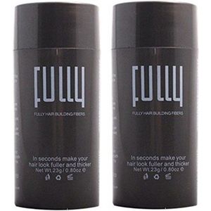 2 x Fully haarvezels, 23 g, haarverdichting, strooihaar, haarverdichting, haartint: bruin (bruin)