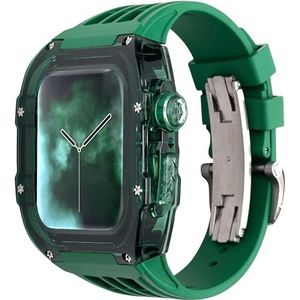 dayeer Volledig transparante behuizing Fluororubber horlogeband Mod Kit voor Apple Watch Ultra2 ultra, gemodificeerde behuizing Band Clear Bezel voor Iwatch9/8/7/6/5/4 (Color : Greeng, Size : 49mm f