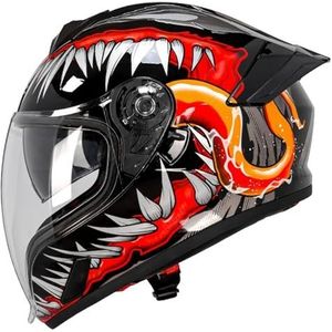 Motorhelm Systeemhelm Met Dubbel Vizier DOT/ECE Gecertificeerd Integraalhelm Scooterhelm Motorhelm Voor Dames En Heren N,XXL/61-62CM