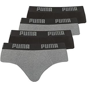 PUMA Heren slips briefs onderbroeken 521030001 4-pack, Dark Grey Melange/Black, L