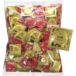AMOR NATURE Premium Condooms, perfecte positionering en geschikte maat voor iedereen - Ø 53 mm, Transparant, Verpakking van 1000