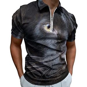 Wild Black Panther Half Zip-up Polo Shirts Voor Mannen Slim Fit Korte Mouw T-shirt Sneldrogende Golf Tops Tees L