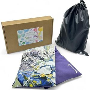 Warmtekussen voor magnetron, 50 x 16 cm, natuurlijke verlichting bij koliek en spierpijn, gevuld met tarwe en lavendel, veerpatroon SACOTERAPIA