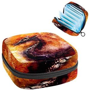 Opbergtas voor maandverband Pads, Menstruatie Cup Pouch, Periode Bag Organizer voor vrouwelijke Pads Tampons, Dragon