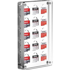 AODUKE 15 Slots Transparante Sluiting Tf Kaarthouder Micro Sd Card Case, Micro SD TF-kaart Bamboe Opbergdoos manager, TF Card Opslag rack Manager-15TF