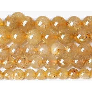 Natuursteen Blauwe Tijgeroog Kralen Ronde Losse Kralen 6 8 10 12mm Voor Sieraden Maken DIY Bedelarmband 15"" Groothandel-Goud Rutilated-10mm 36 tot 38st