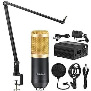 Complete podcastkit, Microfoon Studio V8 Geluidskaart Fantoomvoeding Kits Bm800 Condensator Microfoon for PC Computer Opname Karaoke Streaming(Gold Mic kits 2)