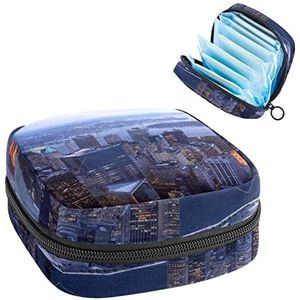 Opbergtas voor maandverband Pads, Menstruatie Cup Pouch, Periode Bag Organizer voor vrouwelijke Pads Tampons, Stadspatroon