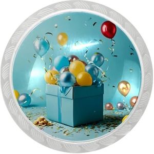 lcndlsoe Elegante ronde transparante kastknop set van 4, perfect voor kasten, ijdelheden en kledingkasten huiseigenaren, blauw geschenkpatroon