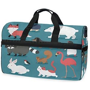 Konijn Flamingo Dier Leuke Sport Zwemmen Gym Tas met Schoenen Compartiment Weekender Duffel Reistassen Handtas voor Vrouwen Meisjes Mannen