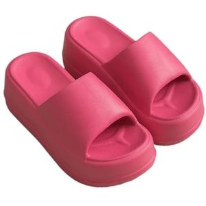 UBOHUZ Vrouwen Slippers EVA Dikke Bodem Thuis Casual Slippers Casual Vakantie Strand Schoenen Zachte Zool Zomer Sandalen Voor Badkamer, Zwembad, rozerood, 40-41