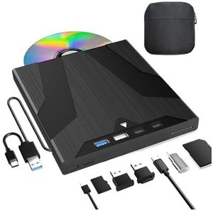 7-in-1 externe schijf met opbergtas Zuignap CD-/DVD-brander/speler for laptop/pc Windows 11, 10 MAC OS