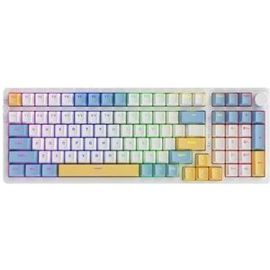QPSJXN Mechanisch gamingtoetsenbord, draadloos, met RGB, 100 hot-swappable Bluetooth 5.0 en 2,4 g, USB voor pc, gamer, desktop (RGB)