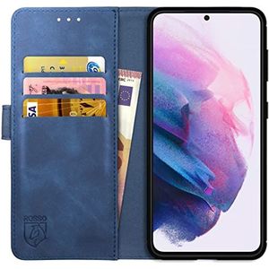 Rosso Element Book Case Wallet Hoesje Geschikt voor voor Samsung Galaxy S21 Plus | Portemonnee | 3 Pasjes | Magneetsluiting | Stand Functie | Blauw