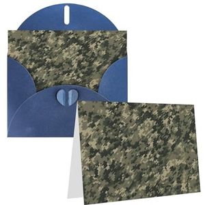 Bedankkaarten, set van 1 met enveloppen, militaire houtcamouflage, 10 x 15 cm, wenskaarten, elegante blanco kaart voor gepersonaliseerde notities, formele kaart voor alle gelegenheden, geschikt voor